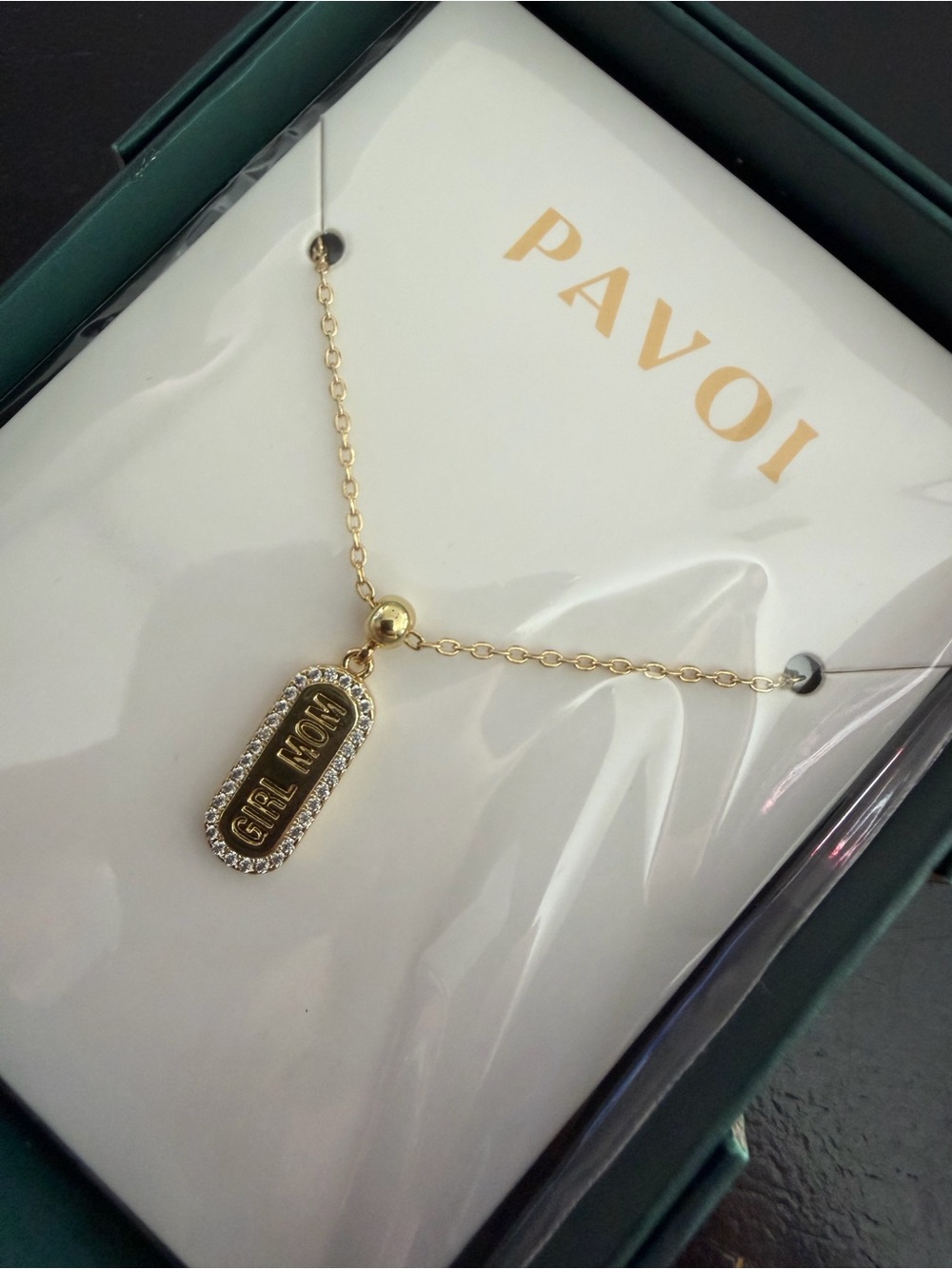 Gold 'GIRL MOM' Pendant Necklace